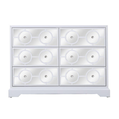 Elegant Lighting 48 in. mirrored six drawer cabinet in white