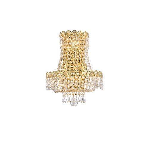 Elegant Lighting Century 3 light Gold Wall Sconce Clear Royal Cut Crystal