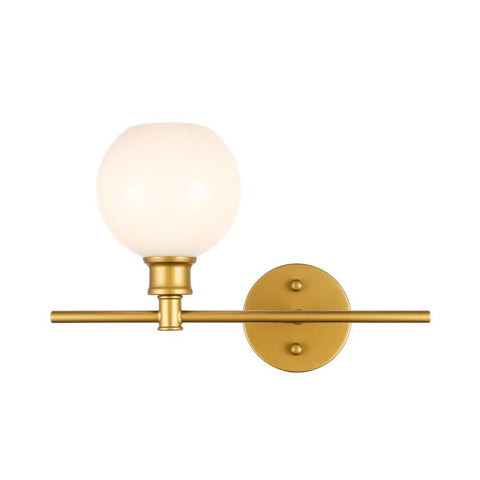 Elegant Lighting Collier 1 light Brass and Frosted white glass right Wall sconce