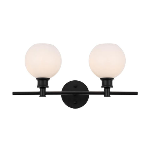 Elegant Lighting Collier 2 light Black and Frosted white glass Wall sconce