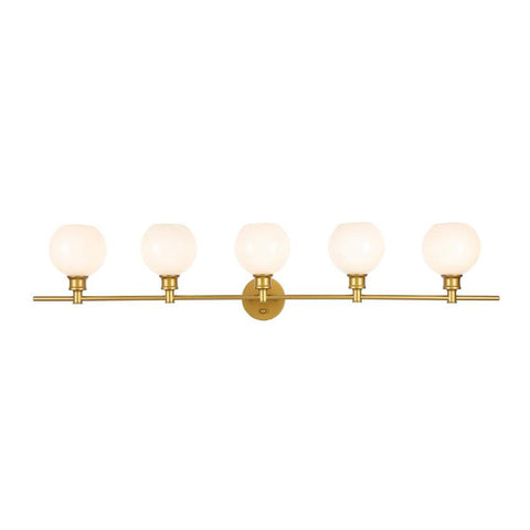 Elegant Lighting Collier 5 light Brass and Frosted white glass Wall sconce