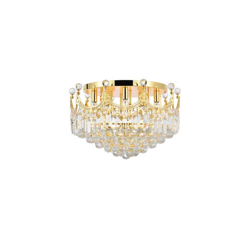 Elegant Lighting Corona 9 light Gold Flush Mount Clear Swarovski Elements Crystal