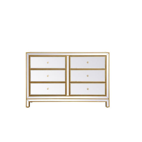 Elegant Lighting Dresser 6 drawers 48in. W x 18in. Din. x 32in. H in gold