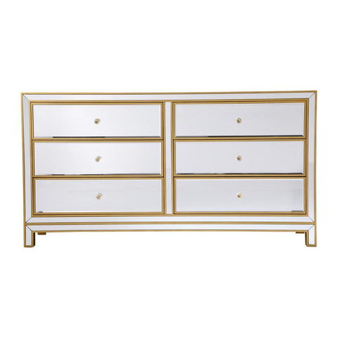 Elegant Lighting Dresser 6 drawers 60in. W x 18in. D x 32in. H in gold