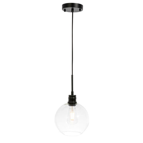 Elegant Lighting Emett 1 light Black and Clear glass pendant