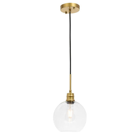 Elegant Lighting Emett 1 light Brass and Clear glass pendant