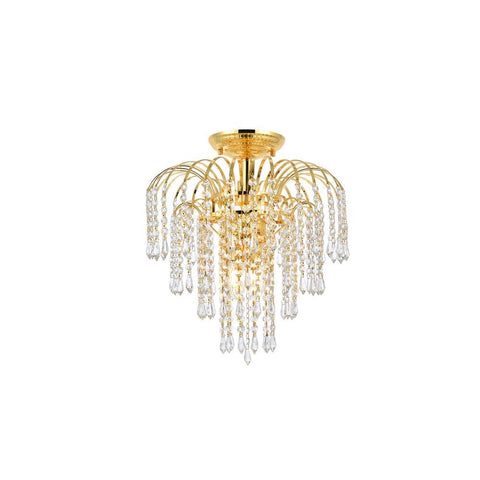 Elegant Lighting Falls 4 light Gold Flush Mount Clear Royal Cut Crystal