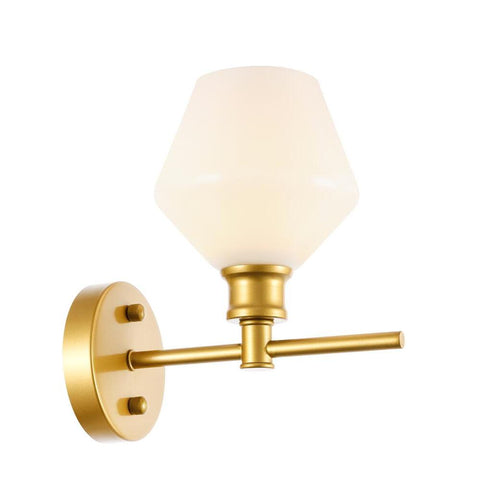 Elegant Lighting Gene 1 light Brass and Frosted white glass Wall sconce