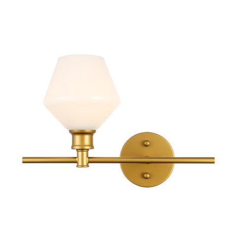 Elegant Lighting Gene 1 light Brass and Frosted white glass right Wall sconce