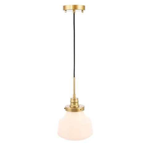 Elegant Lighting Lyle 1 light Brass and frosted white glass pendant