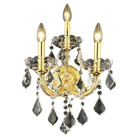 Elegant Lighting Maria Theresa 3 light Gold Wall Sconce Clear Swarovski Elements Crystal