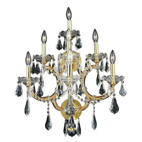 Elegant Lighting Maria Theresa 7 light Gold Wall Sconce Clear Royal Cut Crystal
