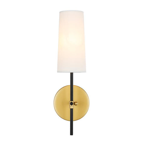 Elegant Lighting Mel 1 light Brass and Black and White shade wall sconce