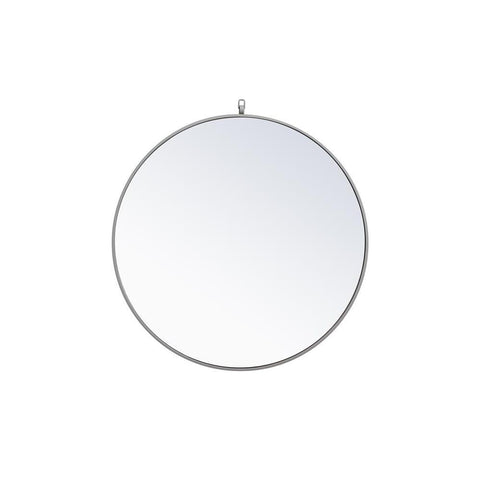 Elegant Lighting Metal frame round mirror with decorative hook 32 inch Grey