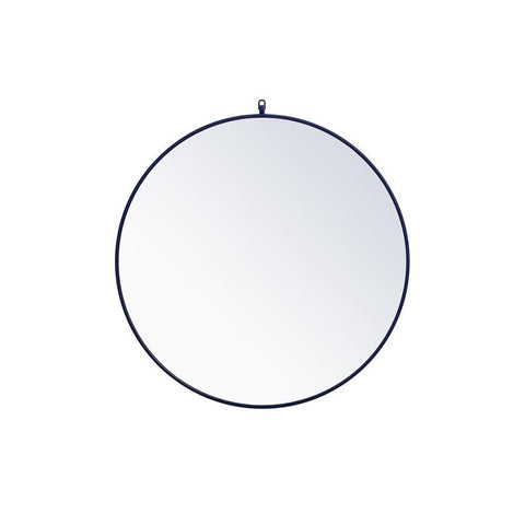 Elegant Lighting Metal frame round mirror with decorative hook 36 inch Blue