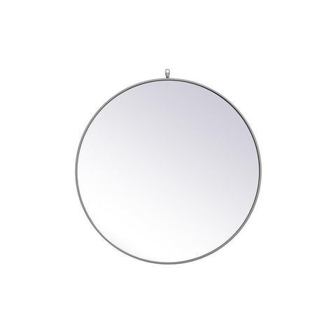 Elegant Lighting Metal frame round mirror with decorative hook 36 inch Grey