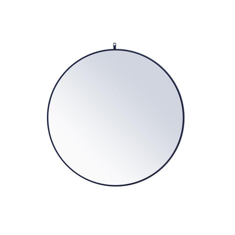 Elegant Lighting Metal frame round mirror with decorative hook 42 inch Blue
