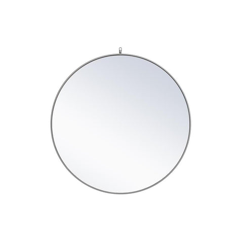 Elegant Lighting Metal frame round mirror with decorative hook 42 inch Grey
