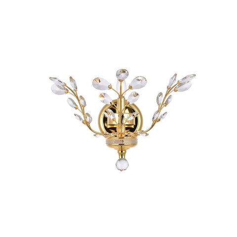 Elegant Lighting Orchid 1 light Gold Wall Sconce Clear Royal Cut Crystal