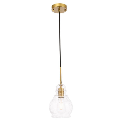 Elegant Lighting Pierce 1 light Brass and Clear seeded glass pendant