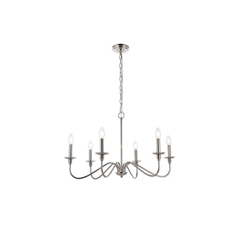 Elegant Lighting Rohan 30 inch chandelier in polished nickel