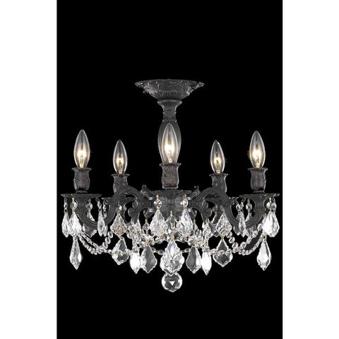 Elegant Lighting Rosalia 5 light Dark Bronze Flush Mount Clear Elegant Cut Crystal
