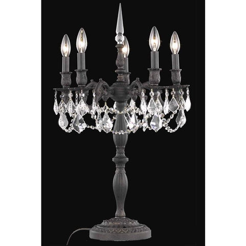 Elegant Lighting Rosalia 5 light Dark Bronze Table Lamp Clear Royal Cut Crystal