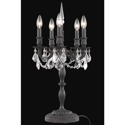 Elegant Lighting Rosalia 5 light Dark Bronze Table Lamp Clear Swarovski Elements Crystal