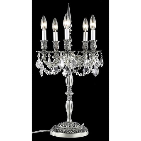 Elegant Lighting Rosalia 5 light Pewter Table Lamp Clear Elegant Cut Crystal