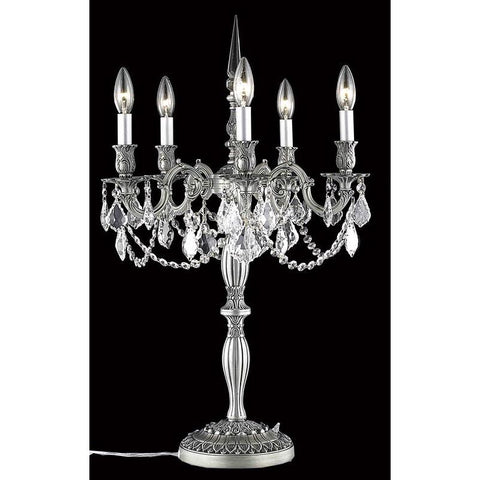 Elegant Lighting Rosalia 5 light Pewter Table Lamp Clear Spectra Swarovski Crystal
