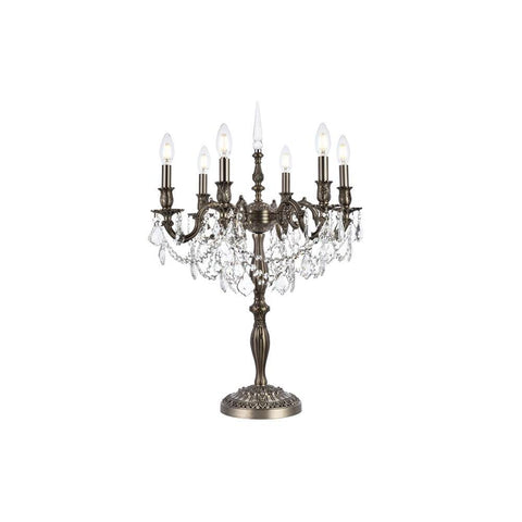Elegant Lighting Rosalia light Pewter Table Lamp Clear Royal Cut Crystal