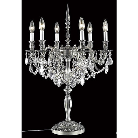 Elegant Lighting Rosalia light Pewter Table Lamp Clear Royal Cut Crystal