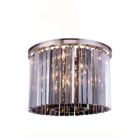 Elegant Lighting Sydney 6 light Polished nickel Flush Mount Clear Royal Cut Crystal