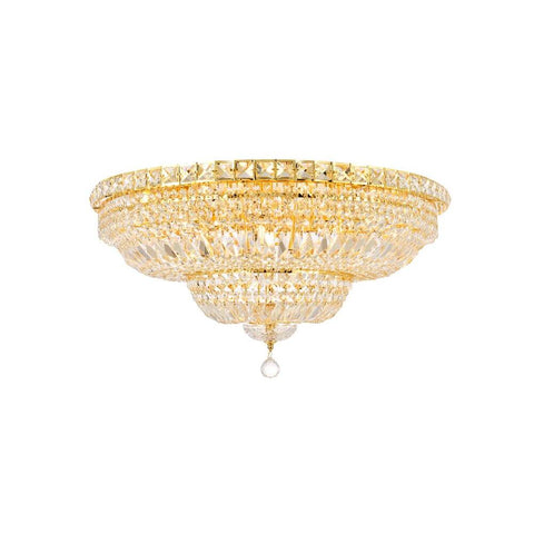 Elegant Lighting Tranquil 18 light Gold Flush Mount Clear Elegant Cut Crystal