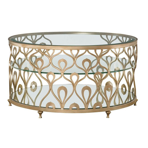 Hammary Bob Mackie Home Round Cocktail Table in Metal & Glass