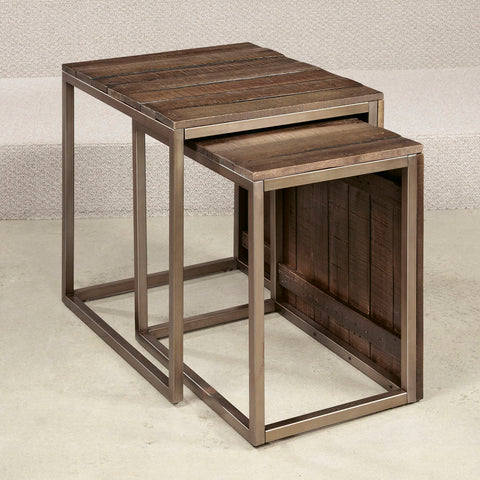 Hammary Flashback Nesting End Table in Rusty Red-Brown