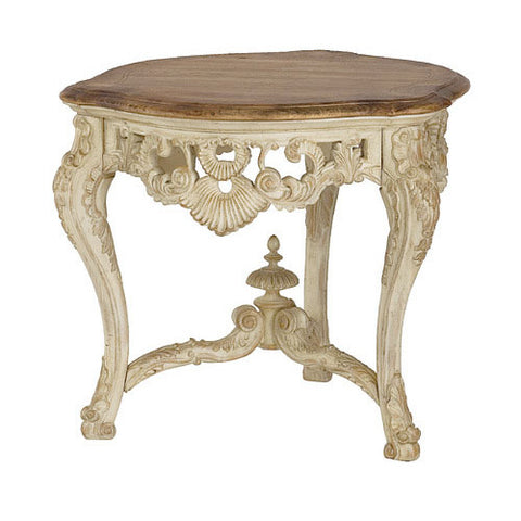 Hammary Jessica McClintock Round Carved End Table w/ Revival Top in White Veil
