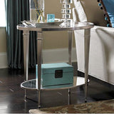 Hammary Mallory Oval Glass Top End Table in Satin Nickel