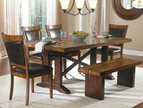 Homelegance Aberdeen X-Trestle Base Dining Table in Warm Brown