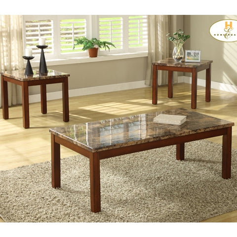 Homelegance Achillea 3 Piece Coffee Table Set w/ Faux Marble Top