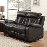 Homelegance Ackerman 2 Piece Double Reclining Living Room Set in Black Leather