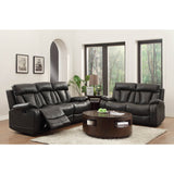 Homelegance Ackerman 2 Piece Double Reclining Living Room Set in Black Leather