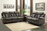 Homelegance Ackerman Double Reclining Loveseat in Grey Leather