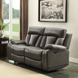 Homelegance Ackerman 2 Piece Double Reclining Living Room Set in Grey Leather