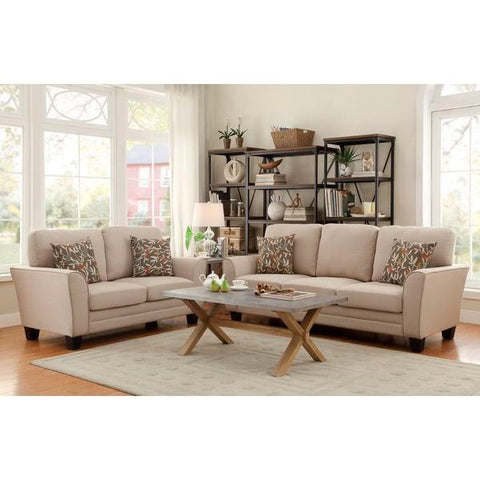 Homelegance Adair Love Seat & Sofa In Beige Fabric