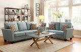 Homelegance Adair Love Seat With 2 Pillows In Teal Fabric