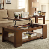 Homelegance Akerman Cocktail Table w/ Lift Top on Casters in Warm Cherry