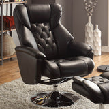 Homelegance Aleron Swivel Reclining Chair w/ Ottoman in Black Leather