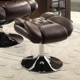 Homelegance Aleron Swivel Reclining Chair w/ Ottoman in Dark Brown Leather