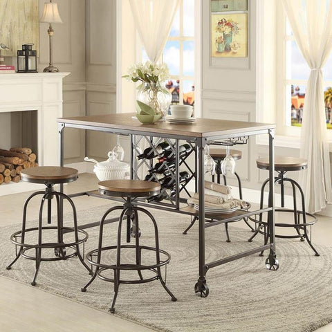Homelegance Angstrom 5 Piece Counter Height Table Set w/Counter Height Stools in Light Oak